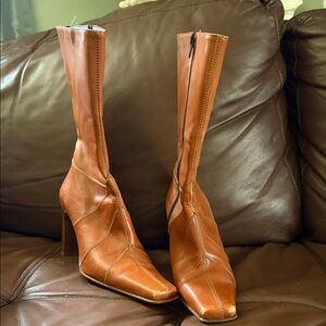 Amalfi Tan Leather Mid-Calf Stiletto Boots